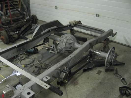 Once the suspension was mocked up, all parts welded into place, motor mounts 